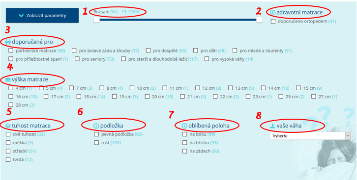 Ve vyhledavači online zatrhnete požadavky na matrace. Jedním z nich je cena